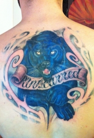 多彩可爱的黑豹字母背部纹身图案