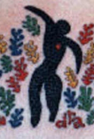 肩部彩色多草的人体轮廓纹身图案