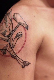 大臂雕刻风格黑色几何纸兔子纹身图案