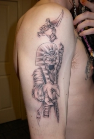 恐怖的埃及风格怪物手臂纹身图案