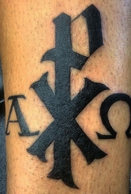 厚厚的黑色基督宗教字母纹身图案
