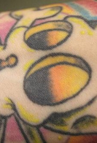 彩色卡通化的骷髅纹身图案