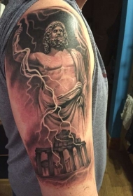 肩部棕色滑稽的宙斯纹身图片