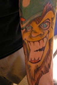 手臂彩色微笑的小妖精纹身图片