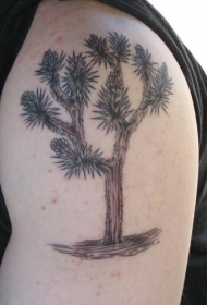 肩树黑灰树木纹身图案