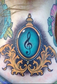 old school彩色小音符符号纹身图案