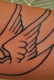 鸽子剪影黑色线条纹身图案