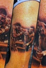 大臂黑灰拳击手现场纹身图案