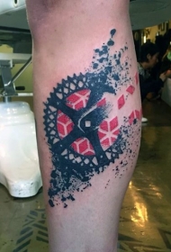 现代风格的彩绘自行车轮纹身图案