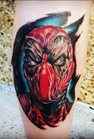 小腿不寻常的死侍脸纹身图案