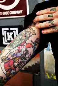 手臂彩色国王谋杀纸牌皇后纹身图片