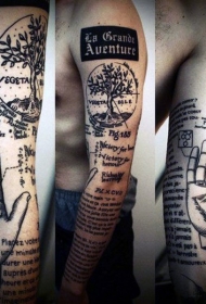 手臂有趣的科学符号黑色纹身图案