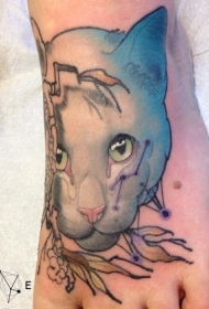 可爱的猫肖像纹身图案