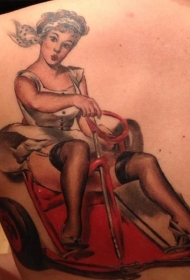 惊人的老式风格描绘和彩色性感女人纹身图片