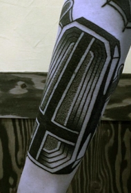 old school黑色棺材与十字架手臂纹身图案