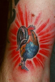 很漂亮的发光公鸡纹身图案