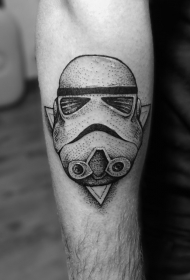 手臂雕刻风格黑色点刺风暴骑兵纹身图案