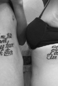 情侣腰侧英文字母纹身图案