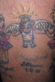 小天使和两个公主纹身图案