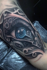 new school有趣的结合人眼睛和机械零件纹身图案