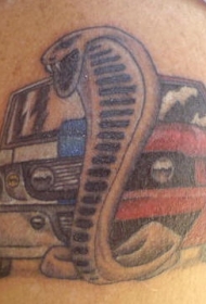 道奇汽车和蟒蛇纹身图案