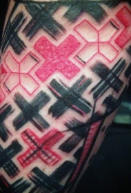 手臂自制彩色十字架纹身图案