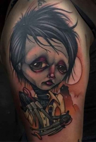 全新风格的爱德华彩色肩部纹身图案