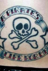 腰侧彩色小学校的骷髅纹身