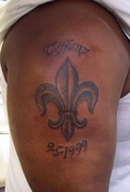 肩部黑色鸢尾符号纪念纹身图案