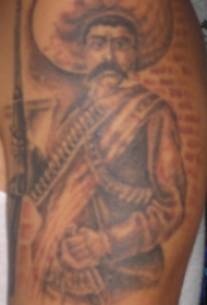 肩部棕色墨西哥草帽纹身图案