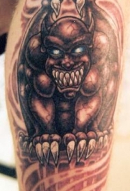腿部牙齿锋利的石头怪兽纹身图案