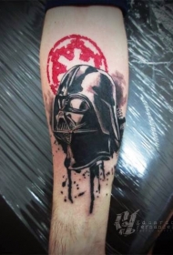 手臂插画风格彩色达斯·维德和帝国象征符号纹身