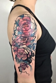 女生喜爱的彩绘植物素材抽象线条文艺花朵纹身图案