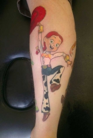 小腿动漫女主角杰西卡通纹身图案