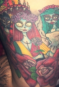 old school怪物僵尸新娘卡通纹身图案