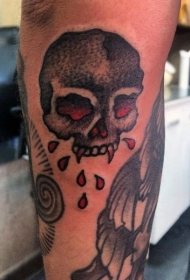 old school血滴和骷髅手臂纹身图案