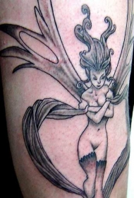 黑灰性感精灵纹身图案