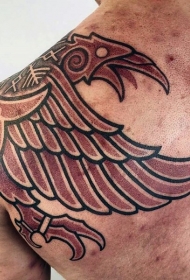 肩膀复古的鹰纹身图案