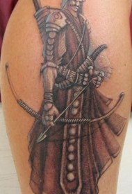 彩绘战士与弓箭纹身图案