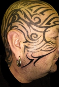 脸部图腾黑色纹身图案