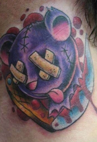 受伤的泰迪熊彩色纹身图案