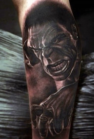小腿写实逼真的愤怒的战斗巨人纹身图案
