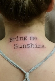 颈部简单的黑色英文字母纹身图案