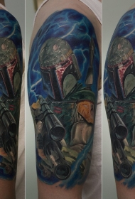 现实主义风格详细的肩膀战士纹身图案