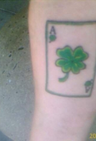 扑克牌四叶草纹身图案