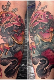 小腿日式彩色纹身图案