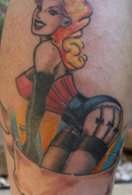 经典的性感金发美女纹身图案