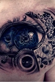3D立体雕花眼睛纹身图案