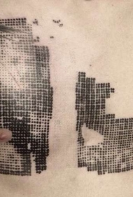 胸部点刺风格黑色装饰纹身图案