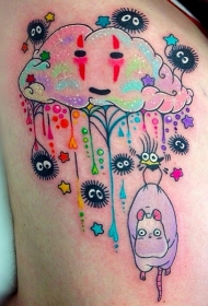 微小有趣的可爱卡通云朵煤球纹身图案